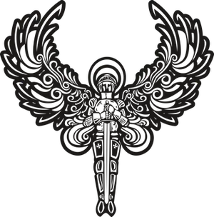 Abstract Angel Wingsand Sword Design PNG Image