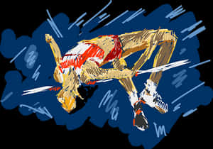 Abstract Athlete Jumping Sketch PNG with transparent background