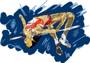 Abstract Athlete Jumping Sketch PNG Image