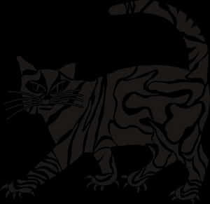 Abstract Black Cat Illustration PNG image with transparent background
