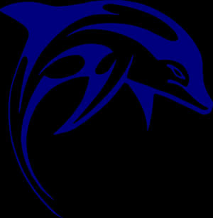 Abstract Blue Dolphin Graphic PNG image with transparent background