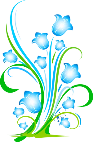 Abstract Blue Floral Design PNG Image