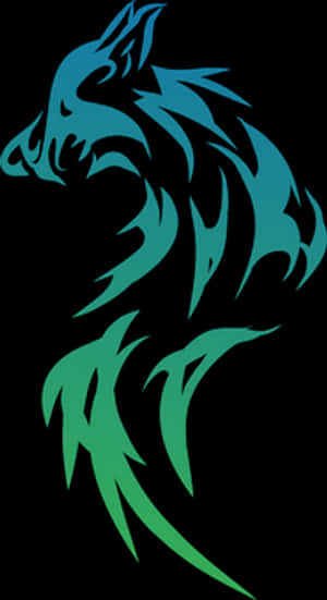 Abstract Blue Green Wolf Art PNG image with transparent background
