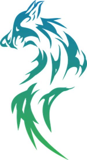 Abstract Blue Green Wolf Art PNG Image