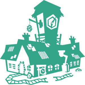 Abstract Blue Mansion Illustration PNG image with transparent background