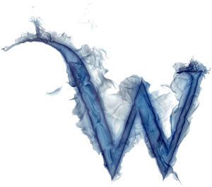 Abstract Blue Smoke Letter W PNG image with transparent background