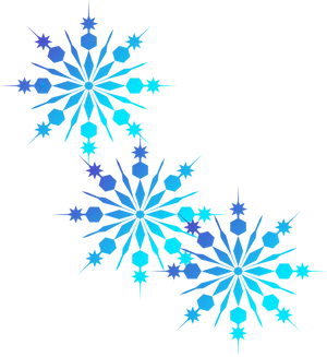 Abstract Blue Snowflakeson Black Background PNG Image