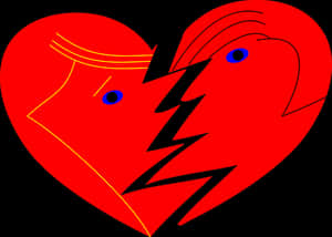 Abstract Broken Heart Illustration PNG image with transparent background