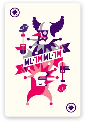 Abstract Clown Playing Card Design PNG Image