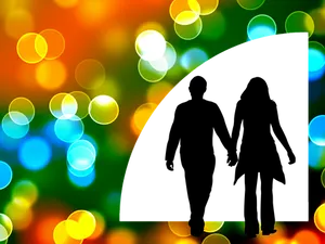 Abstract Colorful Bokehwith Black Silhouette PNG Image