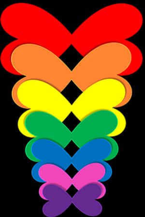 Abstract Colorful Heart Shapes Rainbow Vertical PNG image with transparent background