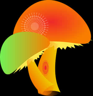 Abstract Colorful Mushroom Illustration PNG with transparent background