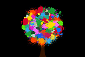 Abstract Colorful Splatter Tree PNG image with transparent background