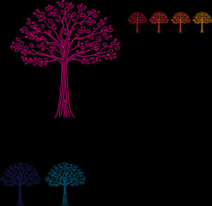 Abstract Colorful Trees Vector PNG image with transparent background