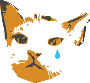 Abstract Crying Cat Graffiti Art PNG Image