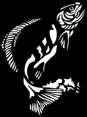 Abstract Fish Art Blackand White PNG image with transparent background