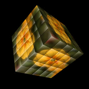 Abstract Floral Cube Illusion PNG image with transparent background