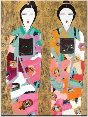 Abstract Geisha Artwork PNG with transparent background