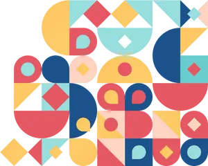 Abstract Geometric Shapes Composition PNG Image