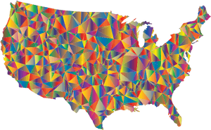 Blended Colorful Low Poly America Usa Map, HD Png Download PNG