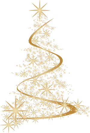 Abstract Golden Christmas Tree Design PNG Image