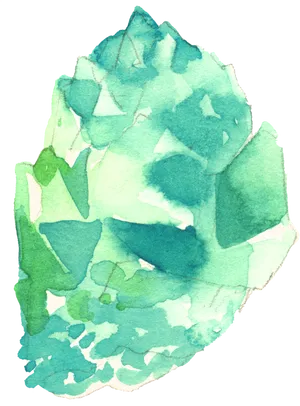 Abstract Green Crystal Watercolor PNG Image