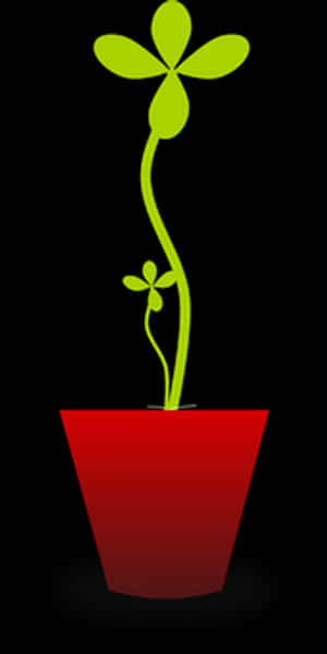 Abstract Green Plantin Red Pot PNG image with transparent background