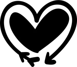 Abstract Heart Arrows Blackand White PNG Image