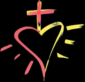 Abstract Heartand Cross Graffiti Art PNG image with transparent background