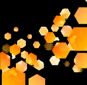 Abstract Hexagon Pattern Orange Black PNG with transparent background