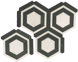 White Absolute Honeycomb With China Black Mosaic Honed - Floor, HD Png Download PNG with transparent background