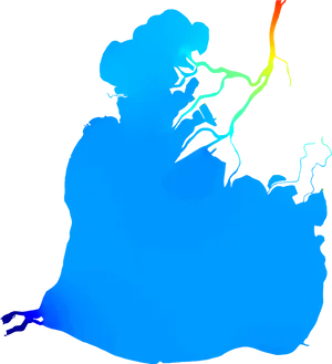 Abstract Lakeand River System Map PNG Image