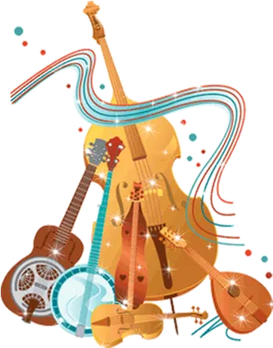 Abstract Musical Instruments Collage PNG Image