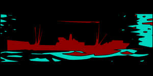 Abstract Navy Ship Silhouette PNG with transparent background