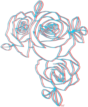 Abstract Neon Rose Sketch PNG Image