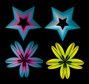 Abstract Neon Star Illustrations PNG image with transparent background