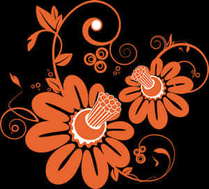 Abstract_ Orange_ Floral_ Artwork PNG image with transparent background