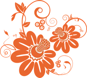 Abstract_ Orange_ Floral_ Artwork PNG Image