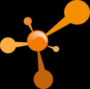 Abstract Orange Molecule Illustration PNG image with transparent background