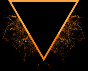 Abstract Orange Splatter Inverted Triangle Design PNG image with transparent background