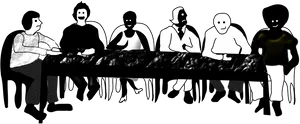 Abstract People Playing Foosball Silhouette PNG Image