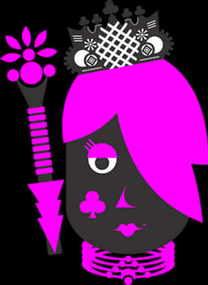 Abstract Pink Queen Graphic PNG with transparent background
