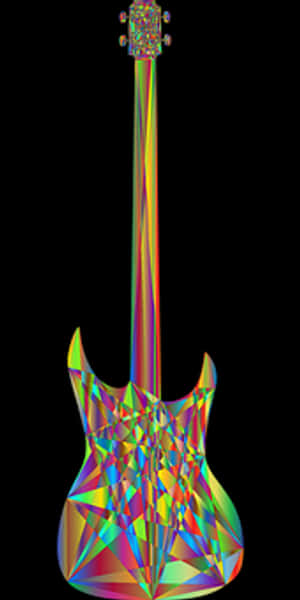 Abstract Prismatic Guitar Art PNG image with transparent background