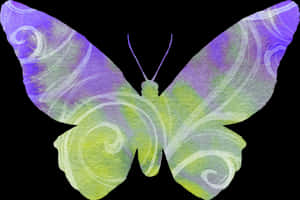 Abstract Purple Green Butterfly Art PNG image with transparent background