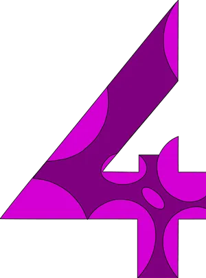 Abstract Purple Number Four Graphic PNG Image