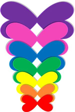 Abstract Rainbow Hearts Stack PNG Image