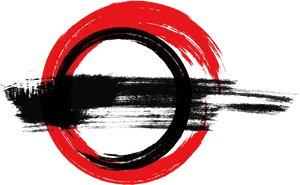 Abstract Red Circle Brush Strokeon Black PNG Image