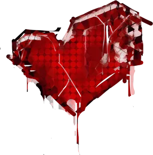 Abstract Red Heart Graffiti Art PNG Image