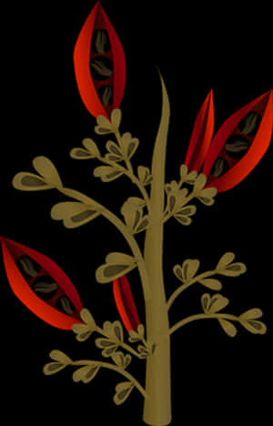Abstract Red Leaf Plant Illustration PNG image with transparent background