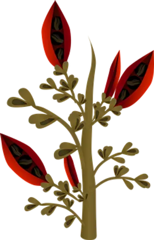 Abstract Red Leaf Plant Illustration PNG Image